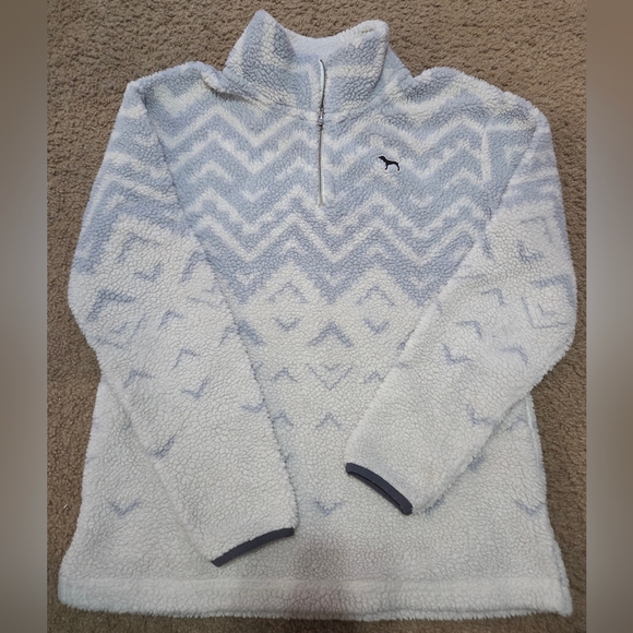 PINK Victoria's Secret Oversized Vintage Half Zip Sherpa Sweatshirt - Picture 1 of 4
